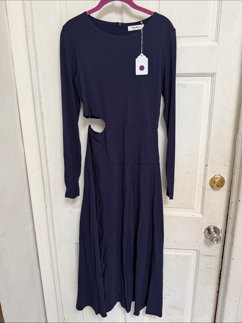 NWT Ena Pelly Navy Long-Sleeve Cutout Maxi Dress- size 4